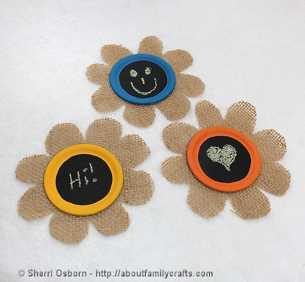 Make Burlap Flower Magnets – About Family Crafts