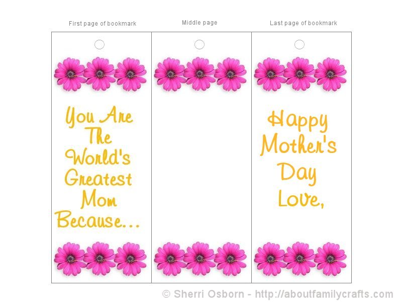 Printable Mother’s Day Bookmark Card