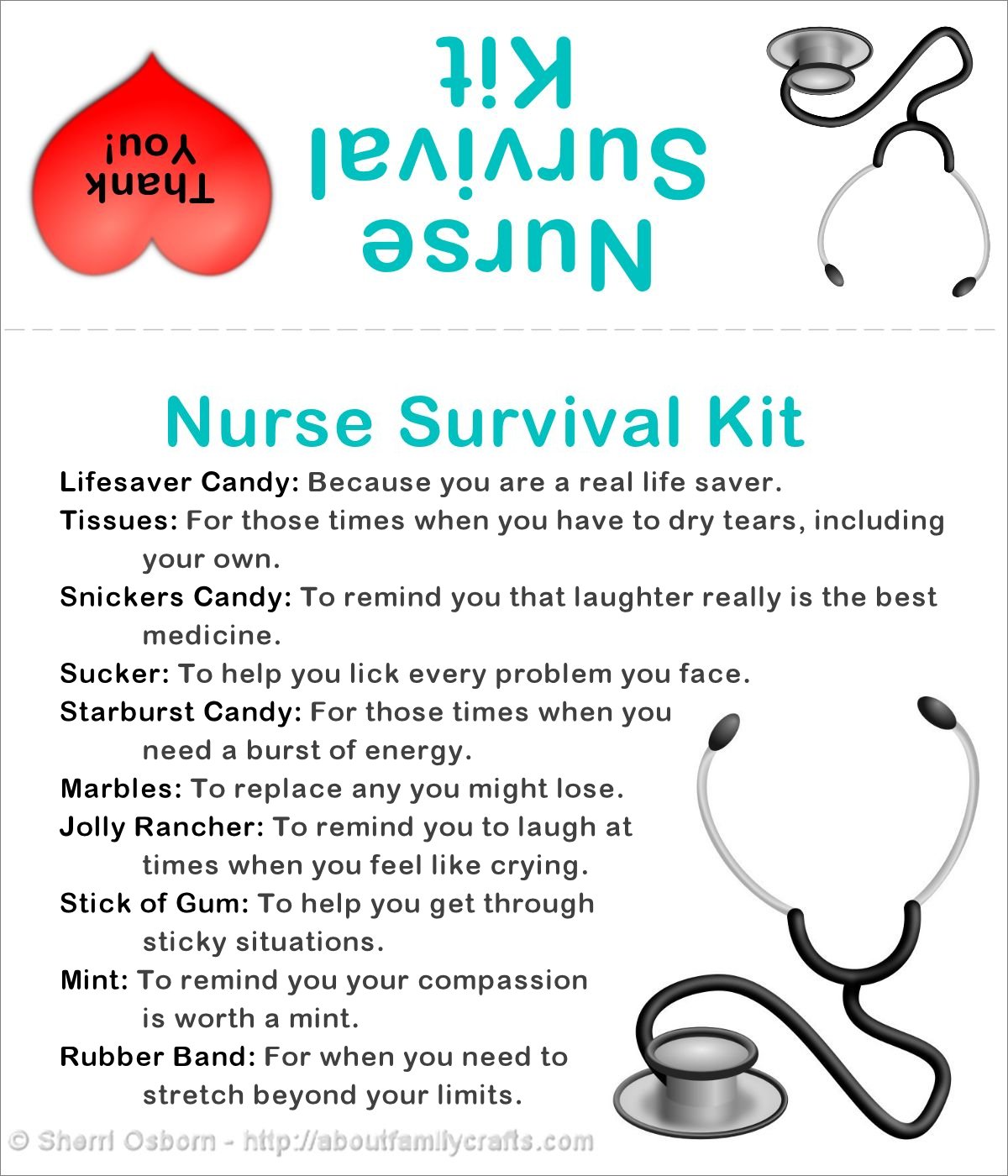 Free Printable Nurse Survival Kit