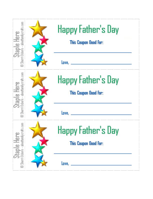 Printable Coupons For Father s Day About Family Crafts