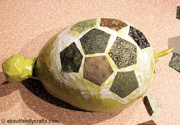 Paper Mache Patchwork Turtle – About Family Crafts