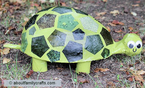 Paper Mache Patchwork Turtle – About Family Crafts