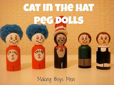 Cat in the Hat Peg Dolls