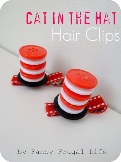 Cat in the Hat hair Clips