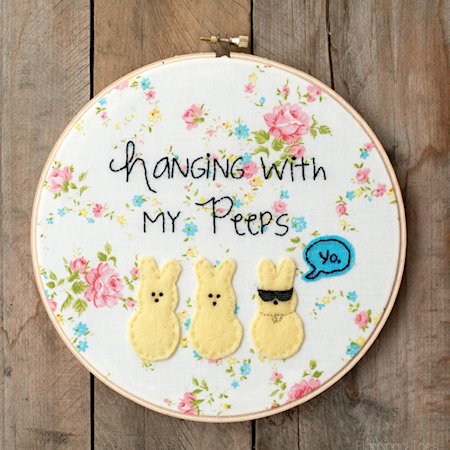 Spring Peeps Embroidery Hoop Art