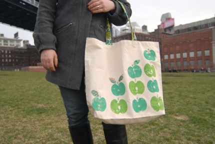 Apple Print Book Bag