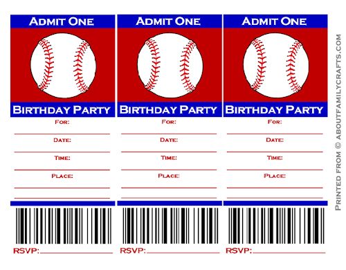 baseball ticket template admit one