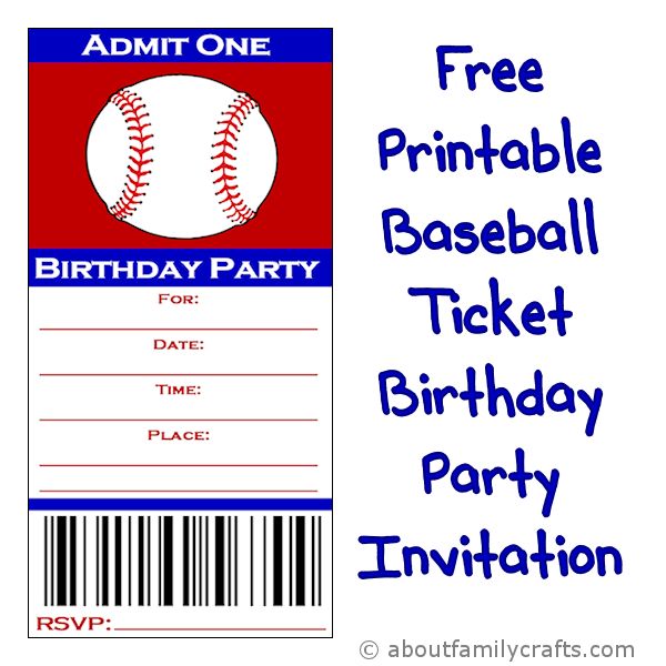 Free Printable Baseball Tickets - Free Printables Online  Baseball ticket  invitation, Ticket template free, Baseball ticket