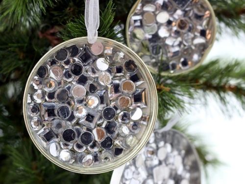 Simple Rhinestone Recycled Ornament