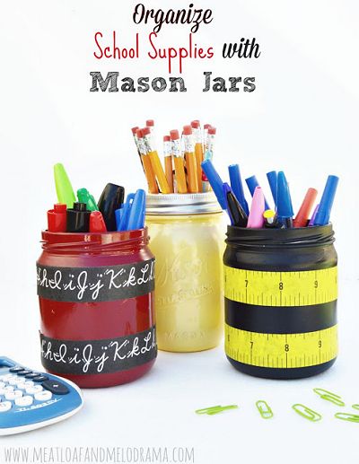 How to Organize School Supplies with Mason Jars