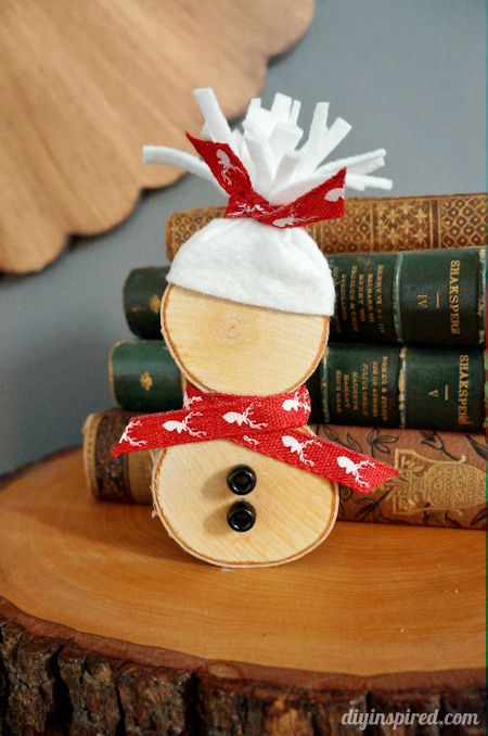 Wood Slice Snowman