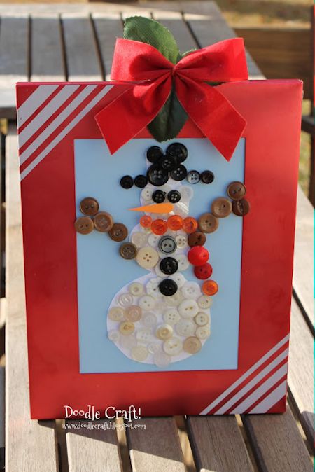 Snowman family button craft, fun craft for kids – A Thrifty Mom