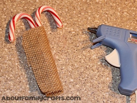Burlap and Candy Cane Reindeer Ornament – About Family Crafts