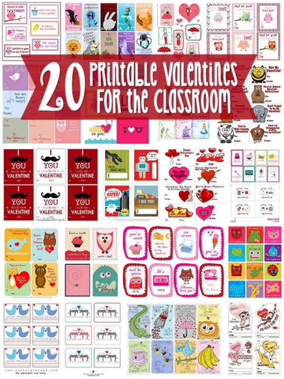 20 Printable Valentines for the Classroom – About Family Crafts